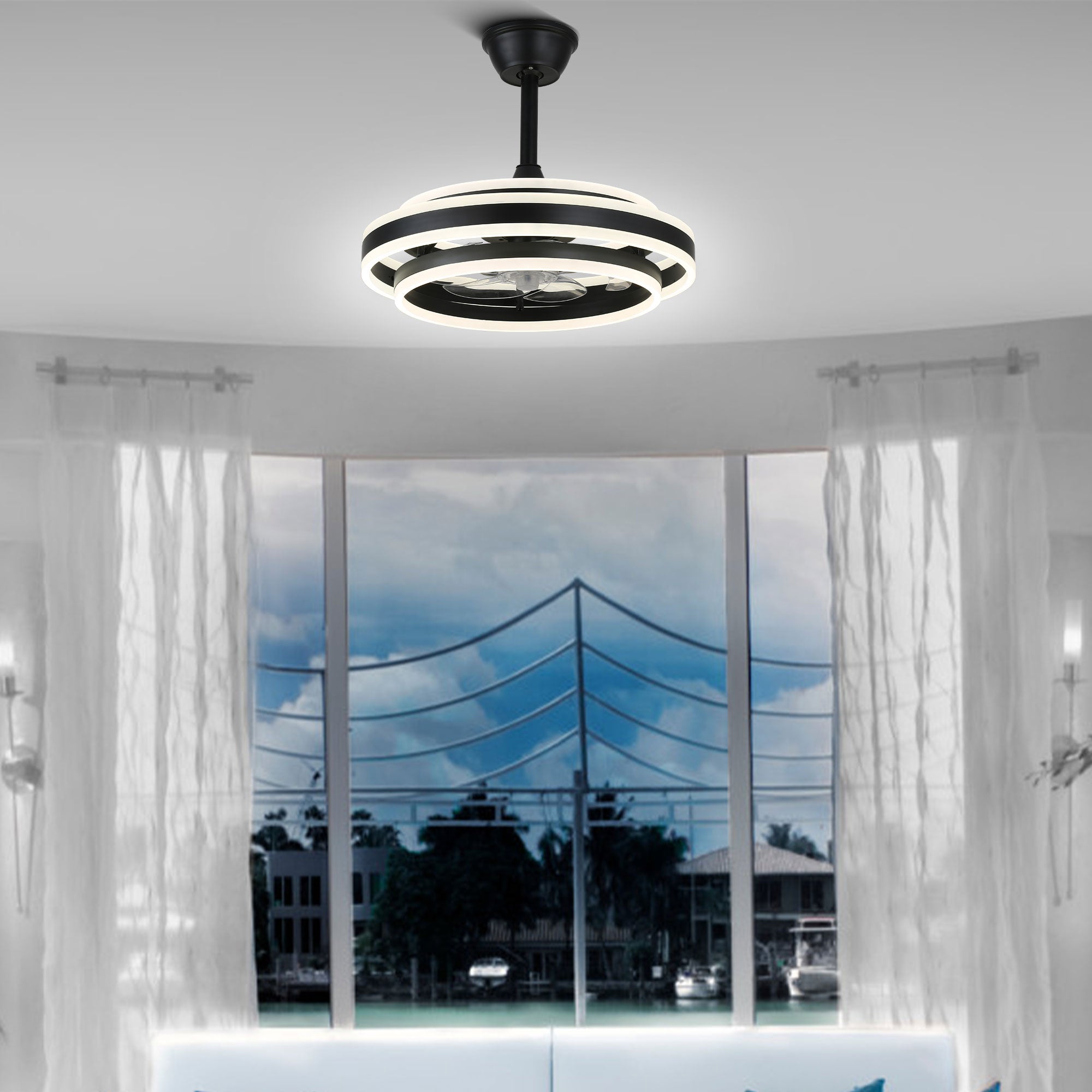 DC2028-BellaDepot 20" Modern Urban Reversible Ceiling Fan with Remote and LED Light Kit Included