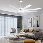 65 Inch Modern White Extra Large Ceiling Fan with LED Light and Remote, 6 Speeds DC Motor Reversible Ceiling Fan for Large Rooms
