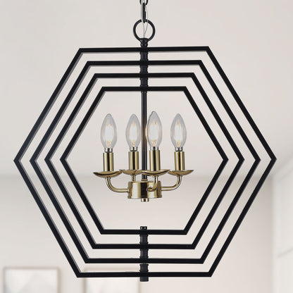 FC4069-21.3" Simple Style Metal Gold Black Color Chandelier with Adjustable Chain, Home Decor