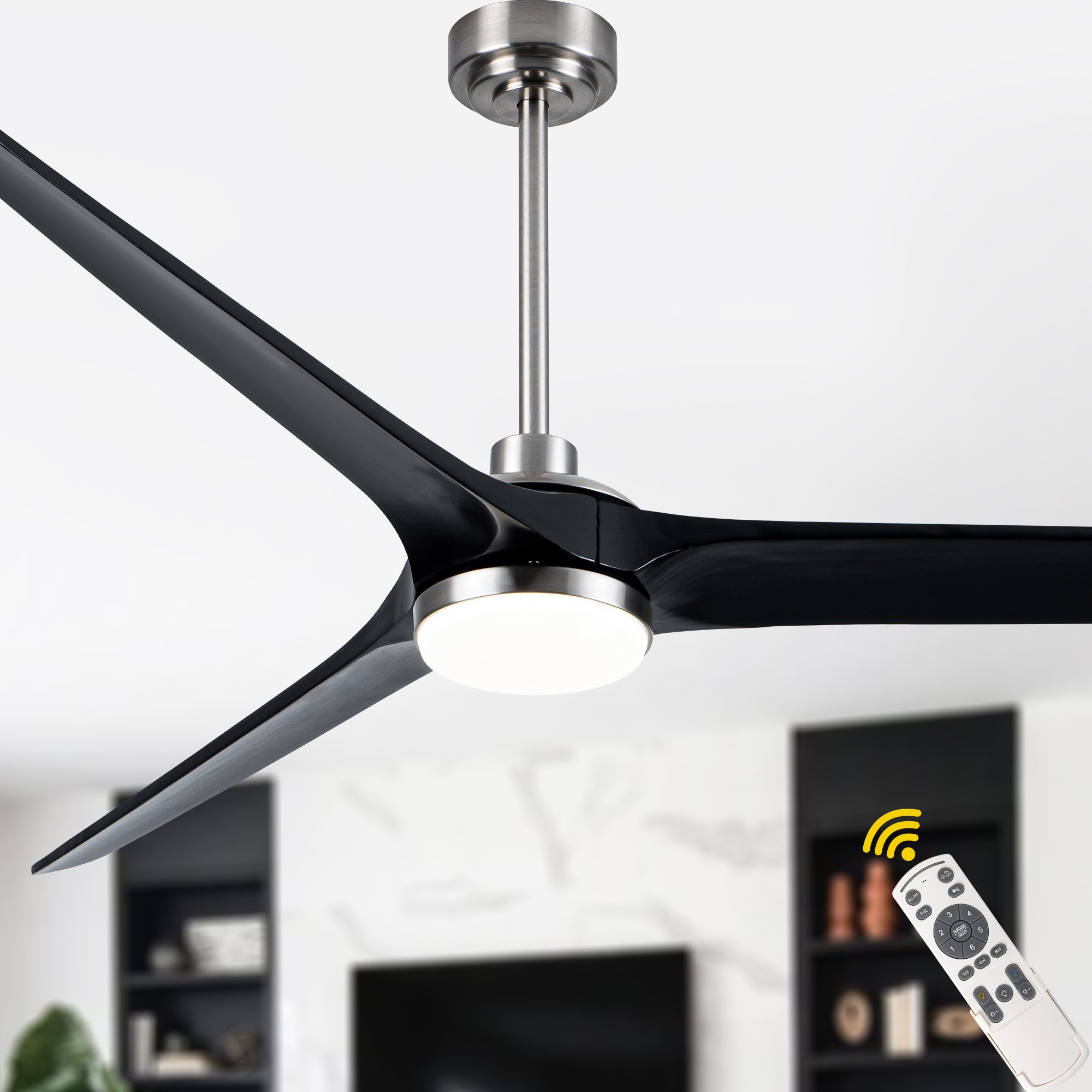 72 Inch Modern Farmhouse Extra Large Ceiling Fan with Dimmable LED Light and Remote, 6 Speeds DC Motor Reversible Ceiling Fan for Large Room