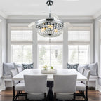 42 Inch Chrome Modern Glam Crystal Retractable Ceiling Fan with Lights and Remote Control, 6 Speeds DC Motor Fandelier Ceiling Fan