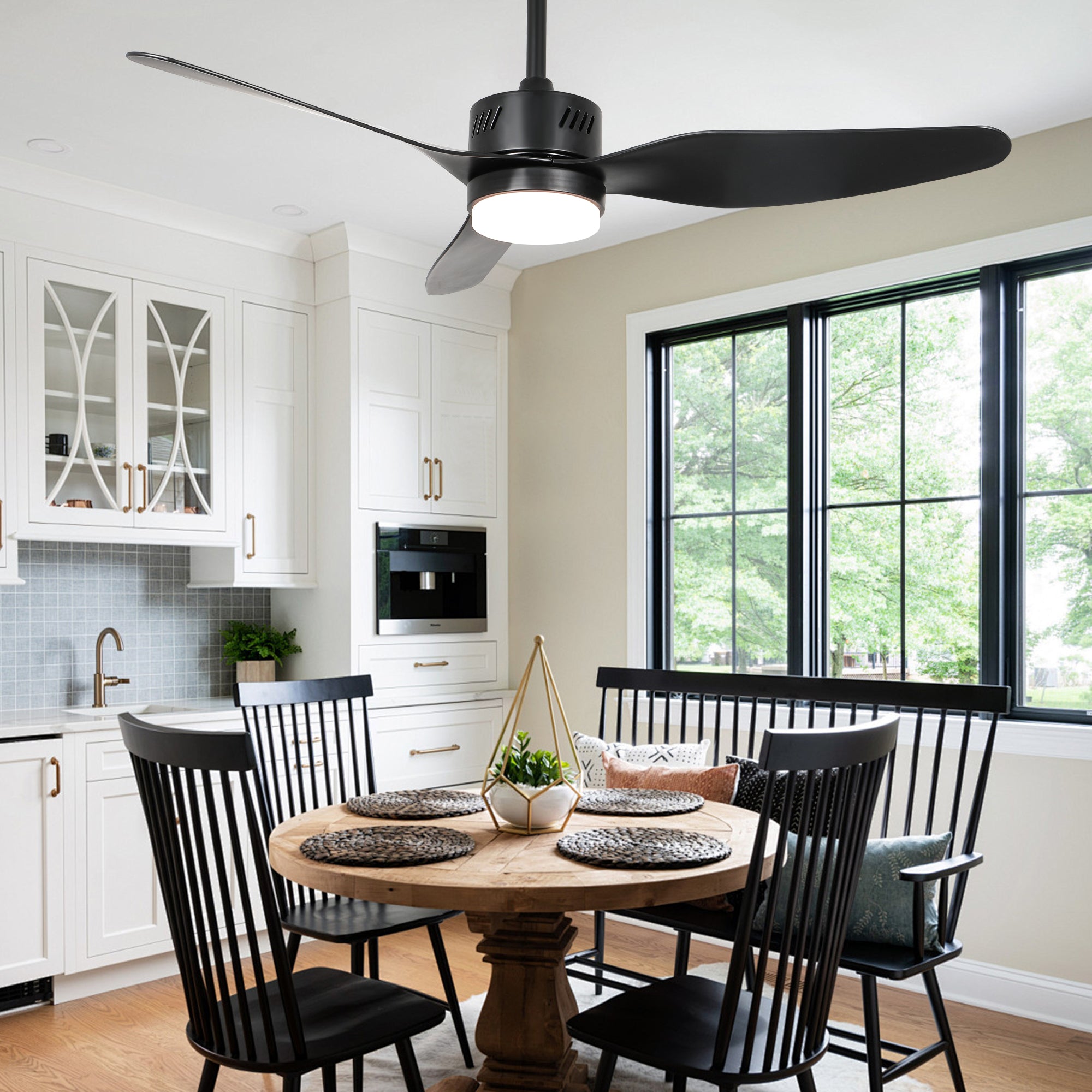 DC4602GED-BellaDepot 46" 3 Blades Simple Modern Reversible Ceiling Fan with Remote and LED Light Kit Included, 6-speed Dimmable Ceiling Fan