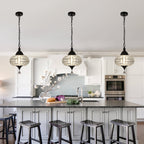 1 - Light Black/Chrome Globe Crystal Pendant Light with LED, 11.2" Dining Room Light Fixtures Kitchen Island Light