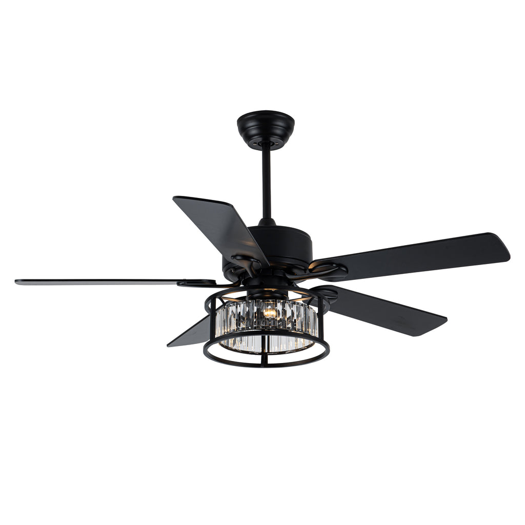 BD2067-BellaDepot 52" Luxury Crystal Caged Reversible Ceiling Fan with Remote and 3 Lights, DC Motor Ceiling Fan