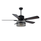 BD2069-BellaDepot 52" Black Crystal Caged Reversible Ceiling Fan with Remote and 3 Lights, DC Motor Ceiling Fan