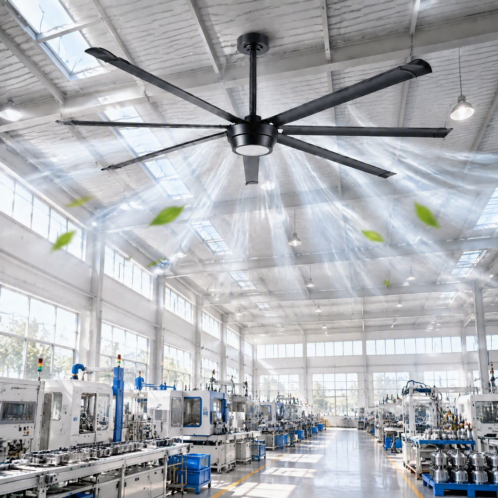 Industrial 100 Inch Large Down Rod Ceiling Fan 7 Blades Metal Ceiling Fan with Reversible Quiet DC Motor Remote Control with 6 Speed Ceiling Fan Suit for Factory, Living Room, Farmhouse