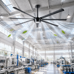 Industrial 100 Inch Large Down Rod Ceiling Fan 7 Blades Metal Ceiling Fan with Reversible Quiet DC Motor Remote Control with 6 Speed Ceiling Fan Suit for Factory, Living Room, Farmhouse