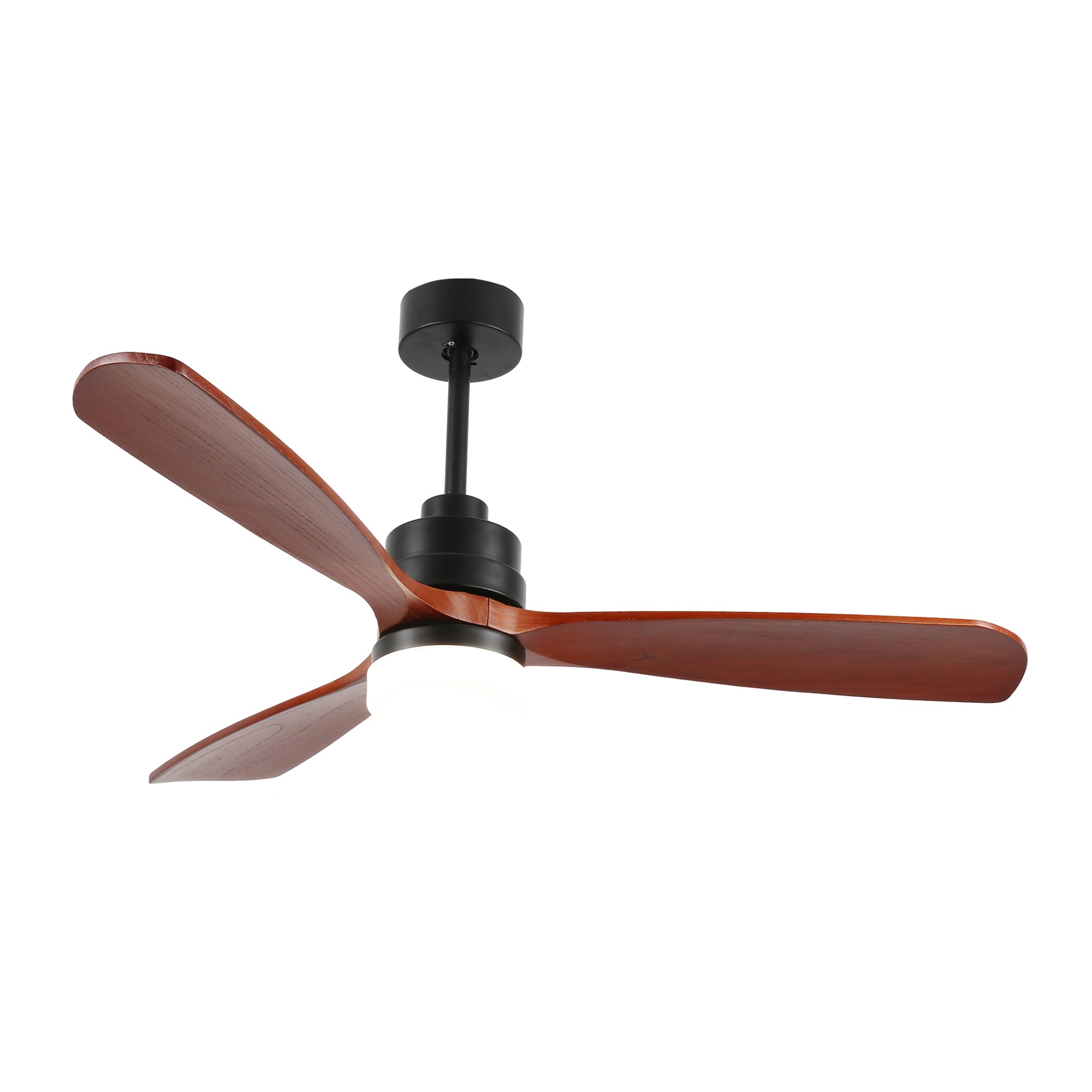 52 Inch Modern Farmhouse 3 Wooden Blades Ceiling Fan with Dimmable LED Light and Remote, 6 Speeds DC Motor Reversible Ceiling Fan for Living Room