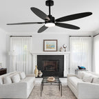 59 Inch Modern Black Ceiling Fan with Dimmable LED Light and Remote Control, 6 Speeds Reversible Ceiling Fan for Large Room