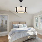 19 Inch Modern Ceiling Fan with Fabric Shade, 6-Speed DC Motor Bladeless Ceiling Fan with Lights and Remote Control for Bedroom