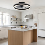 20 Inch Modern Smart Flush Mount Ceiling Fan with Dimmable LED Light and Remote, 6 Speeds DC Motor Reversible Bladeless Celing Fan for Bedroom