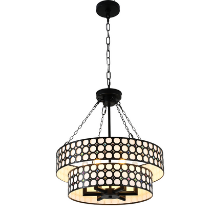 BD4083-Black/White Classic Industrial Chandelier, with Adjustable Chain and Light Kit, Creative Home Decor Light Fixture