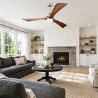 52 Inch Modern Farmhouse Stain Nickel Solid Wood Blade Ceiling Fan with Lights & Remote Control, 6 Speed DC Motor Reversible Ceiling Fan
