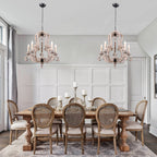 5 - Light Distressed Wood French Country Vintage Chandelier with Adjustable Height,  25" Farmhouse Chandelier for Dining Room