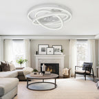 24 Inch Modern Smart Flush Mount LED Ceiling Fan with Light and Remote, 6 Speeds DC Motor Bladeless Low Profile Ceiling Fan