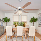 65 Inch Modern Luxury Crystal Ceiling Fan with LED Lights and Remote Control, 6 Speeds Reversible Chrome Large Ceiling Fan