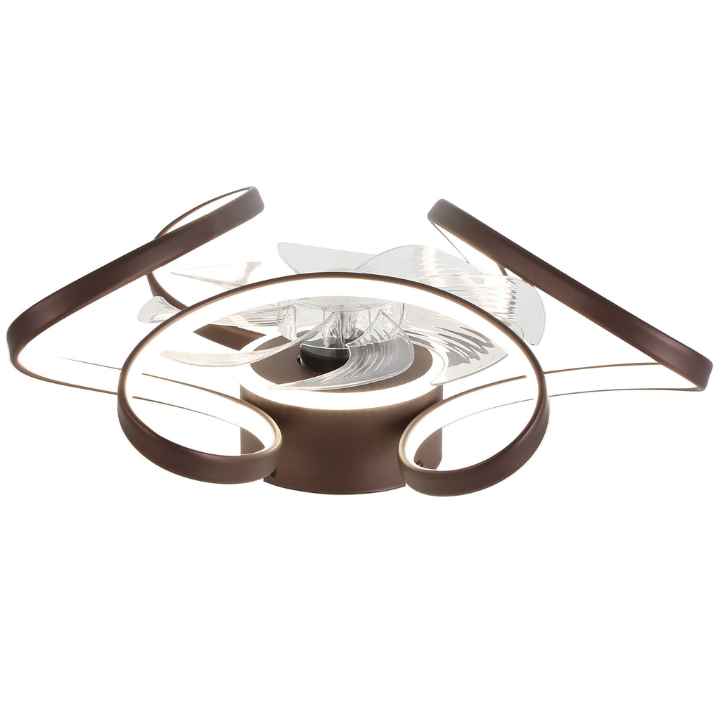 22 Inch Modern Smart Flush Mount Ceiling Fan with LED Lights and Remote, 6 Speeds DC Motor Bladeless Ceiling Fan for Low Profile