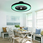 23 Inch Modern Smart Bladeless Ceiling Fan with Dimmable RGB LED Light and Remote,6 Speeds Flush Mount Ceiling Fan for Bedroom
