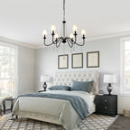 6-Light Classic Crystal Chandelier 34.7 Inch Traditional Chandelier Pendant Light Fixture with Fabric Shade