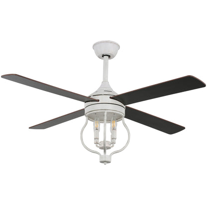 DC5211-52" Large Size Classic Reversible White Ceiling Fan DC Motor 6-Speeds with Remote and Lights