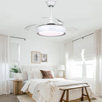 36 Inch Black/Gold/White Modern Smart Retractable Ceiling Fan with LED Light and Remote, 6 Speeds DC Motor Bladeless Ceiling Fan