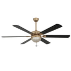 65 Inch Black/Chrome Modern Glam Crystal Ceiling Fan with Dimmable LED Light and Remote, 6 Speeds DC Motor Ceiling Fan with Crystals