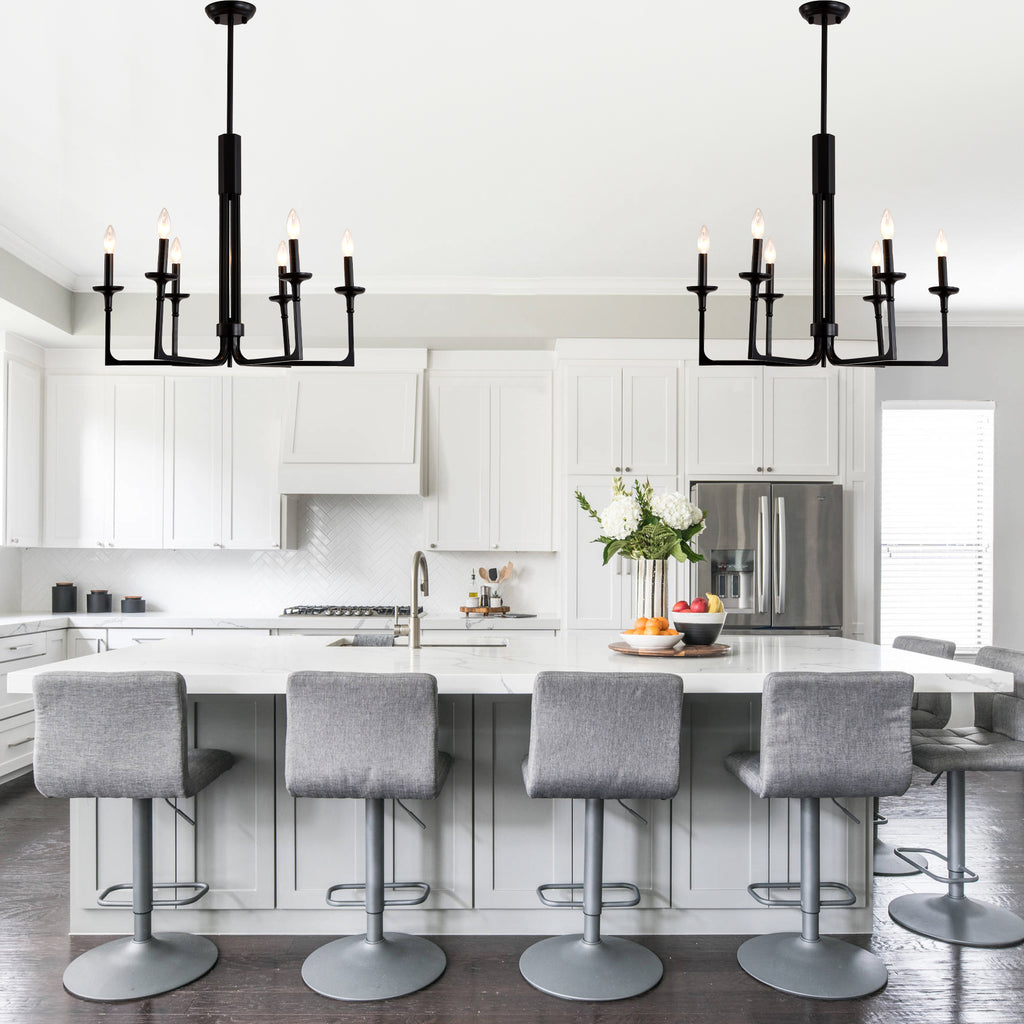 6-Light Black Candle Chandelier, Classic Traditional Chandelier, Modern Farmhouse Dining Room Lighting Fixture for Kitchen Island