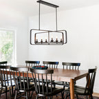 6 - Lights Rectangle Chandelier Dining Room Light Fixture Over Table, Modern Linear Kitchen Island Lighting with DIY Shape