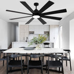 72 Inch Black Extra Large Ceiling Fan with Dimmable LED Light and Remote, 6-Speed Reversible DC Motor Ceiling Fan for Large Rooms, Dual-Finish Blades, Adjustable Height