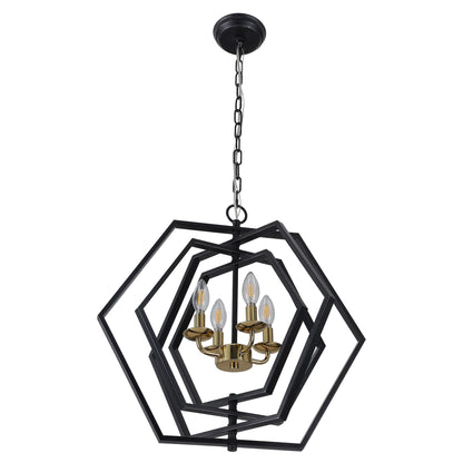 FC4069-21.3" Simple Style Metal Gold Black Color Chandelier with Adjustable Chain, Home Decor