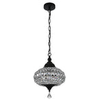 1 - Light Black/Chrome Globe Crystal Pendant Light with LED, 11.2" Dining Room Light Fixtures Kitchen Island Light