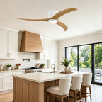 52 Inch Farmhouse Matte White Natural Wood Ceiling Fan with Lights & Remote Control, 6 Speed DC Motor Reversible Ceiling Fan