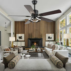 52 Inch Black/Chrome Modern Ceiling Fan with Led Light and Remote Control, 6 Speeds DC Motor Reversible Ceiling Fan for Living Room
