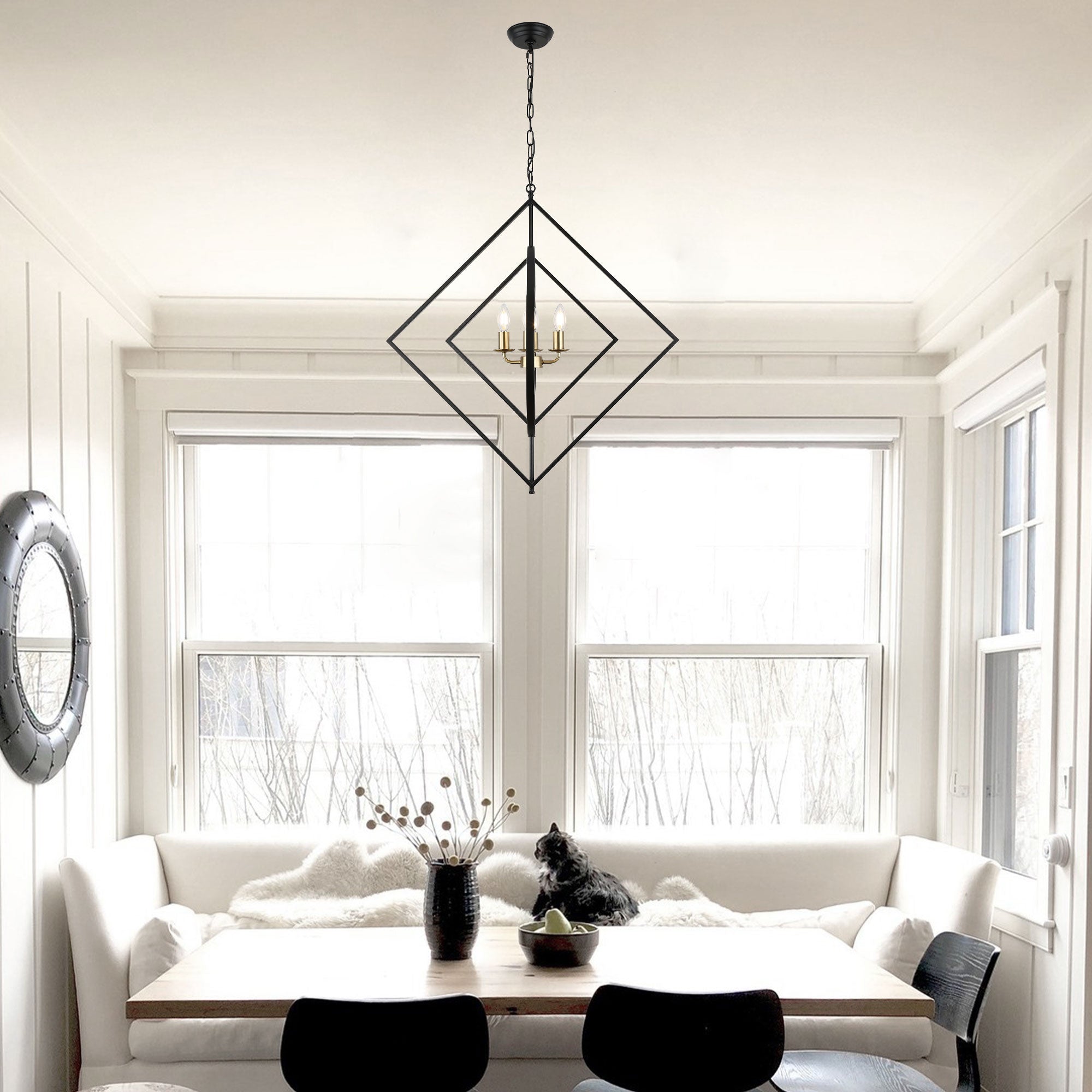 4 - Lights 30.6" Industrial DIY Shape Metal Chandelier with Adjustable Chain, Home Decoration Pendant Light