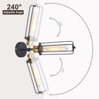 1 - Light Black Industrial Wall Sconces with Adjustable Angle, Modern Wall Light for Hallway