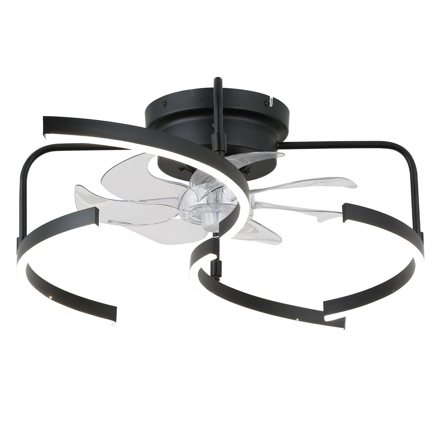 DC2027-20" DIY Shape Modern Flush Mounted Ceiling Fan for Bedroom with Remote and Light Kit Included