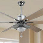 DC7204-BellaDepot 72" Silver/Black Finish Modern Urban Crystal Reversible Ceiling Fan with Remote and LED Light Kit, Large Size Ceiling Fan