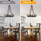 6 - Light Farmhouse Industrial Wagon Wheel Candle Chandelier, 25 Inch Round Matte Black Chandelier with Adjustable Chain, Rustic Candle-Style Pendant Light for Dining Room