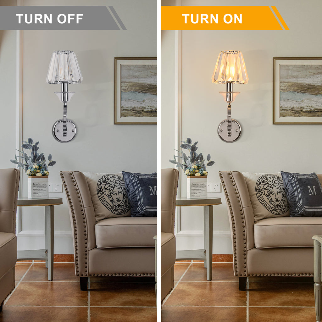 FC4105-1 Light Chrome Finish Luxury Crystal Wall Sconce