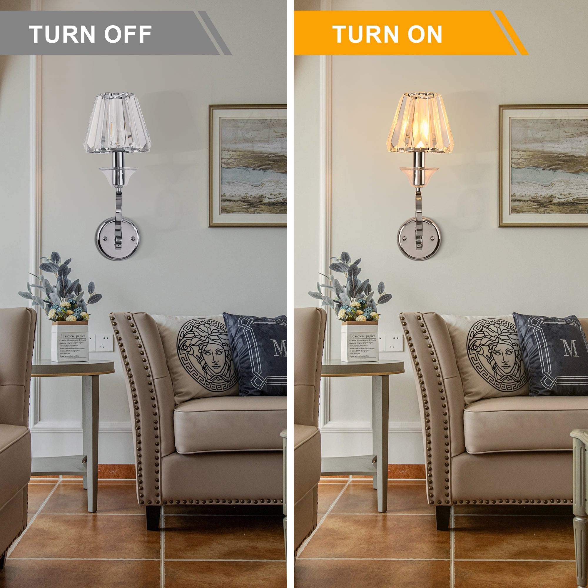 FC4105-1 Light Chrome Finish Luxury Crystal Wall Sconce