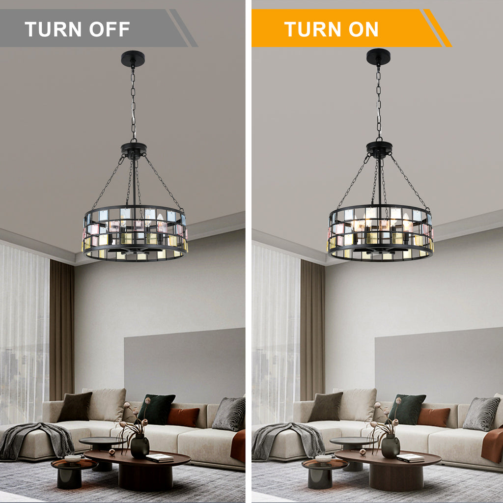 6 - Lights Modern Europe Chandelier, 17.7" Farmhouse Chandeliers for Dining Room with Adjustable Chain