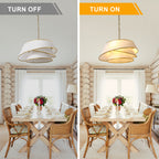 4-Light Mid Century Modern Drum Chandelier, Three-Tier Gold Chandelier with Fabric Shades, Modern Drum Light Fixtures for Dining Room