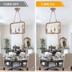 4 - Lights Rustic Distressed Wood Chandelier, 21" Vintage Farmhouse Chandeliers for Dining Room Kitchen Island Lighting
