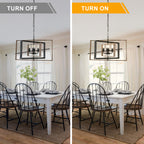 4 - Lights Industrial Geometric Chandelier, Farmhouse Wood Chandelier for Enrtyway with DIY Shape Height Adjustable