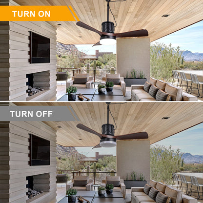 HW4202-GED-BellaDepot 24" Outdoor Modern Farmhouse LED Ceiling Fan with Remote Control, Plug in Ceiling Fan