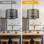 Crystal 20 Inch Metal Caged Chain Chandelier Luxurious  Modern with 5 Light Bulbs Chandelier Adjustable Chain Pendant Light Suit for Bedrooms, Kitchens, Dining Room