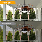 24 Inch Industrial Farmhouse Outdoor Caged Ceiling Fan with LED Lights and Remote, 6 Speed DC Motor Patio Ceiling Fan Waterproof