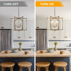 6 - Lights Cottage Distressed Wood Chandelier, 15.7" Height Adjustable Farmhouse Geometric Chandelier