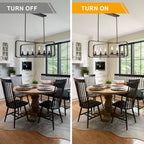 6 - Lights Rectangle Chandelier Dining Room Light Fixture Over Table, Modern Linear Kitchen Island Lighting with DIY Shape