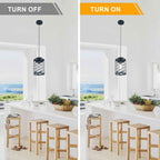 1 - Light Black Cylinder Pendant Light, 6.7" Dining Room Light Fixtures Kitchen Island Light